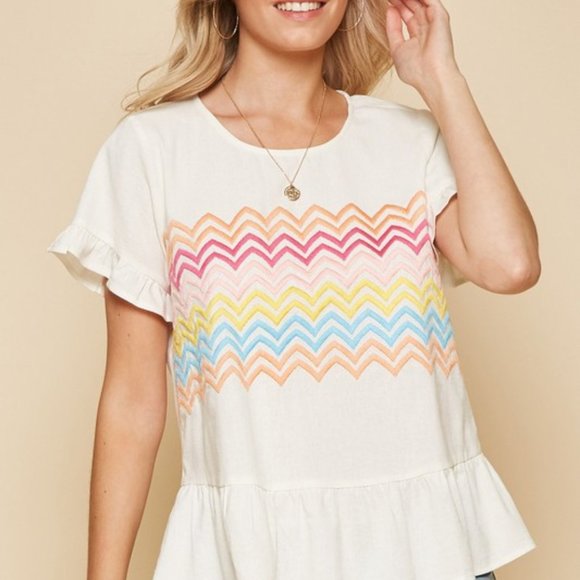 Rainbow Chevron Peplum NWT - Picture 4 of 5